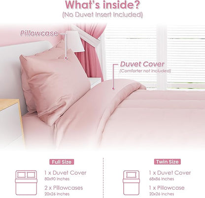 SANDJEST Pink Duvet Cover Sets Twin Size - Image 2