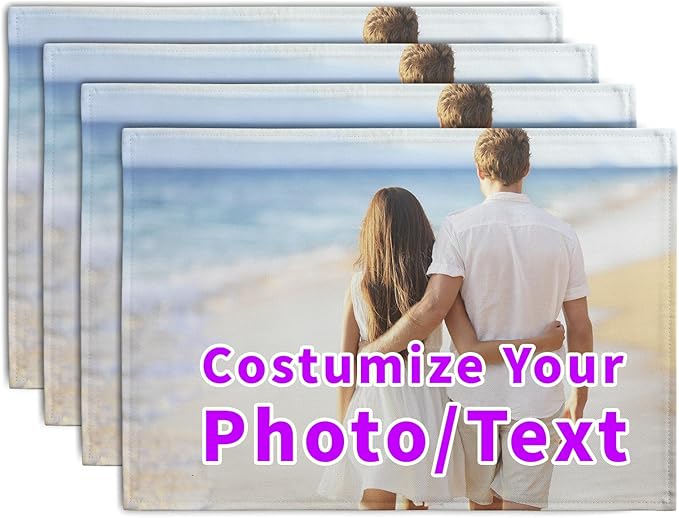 Custom Placemats with Picture Text Set of 4 Personalized Photo Place Mats by Wnoesat