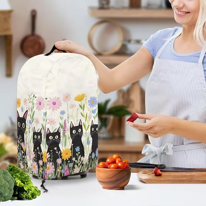 Flowers Black Cats Blender Cover Dust Cover Appliance Dust Cover - Image 2