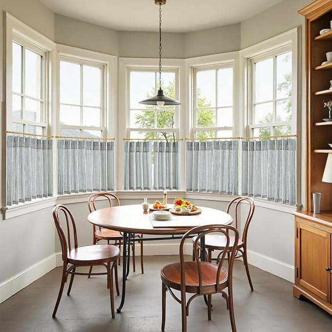 jinchan Striped Linen Kitchen Curtains - Image 3