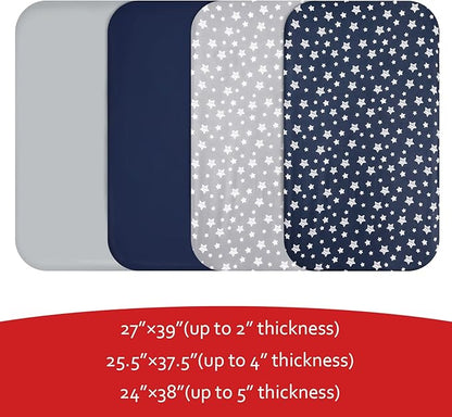 Pack and Play Sheets Boys, 4 Pack Mini Crib Sheets, Stretchy Pack and Play - Image 5