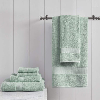 madison park organic cotton bath towel set absorbent shown in use