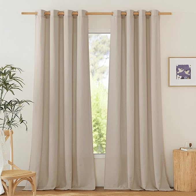 NICETOWN Privacy Light Filtering Linen Curtains & Drapes, Grommet Privacy Added by NICETOWN
