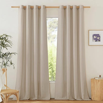 NICETOWN Rustic Linen 102 inch Long Curtains by NICETOWN