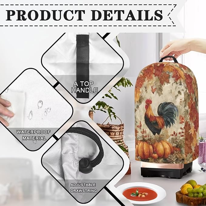 Pumpkins Rooster Blender Cover Turtle Coffee Maker Cover Dust Protection - Image 5