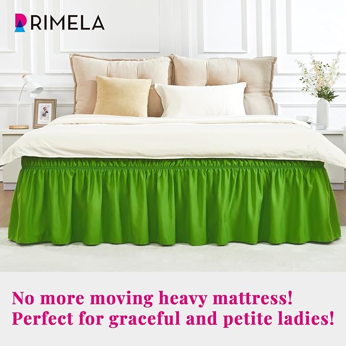 RIMELA Green Bed Skirt King Size 15 Inch Drop, Elastic Bed Skirting - Image 6