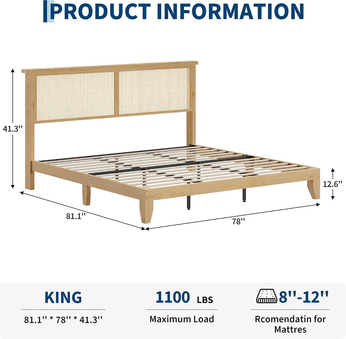 garvee bohemian king rattan bed led natural headboard shown in use