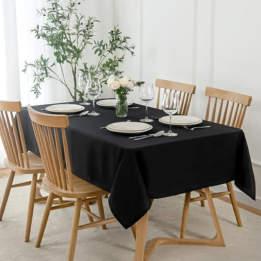 maxmill Faux Linen Textured Rectangle Tablecloth Water Resistant Wrinkle Free by maxmill