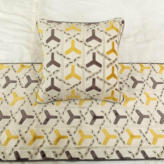 The HomeCentric King/Queen/Twin Grey & Yellow Designer Full 68"x18" Bed Runner - Image 5