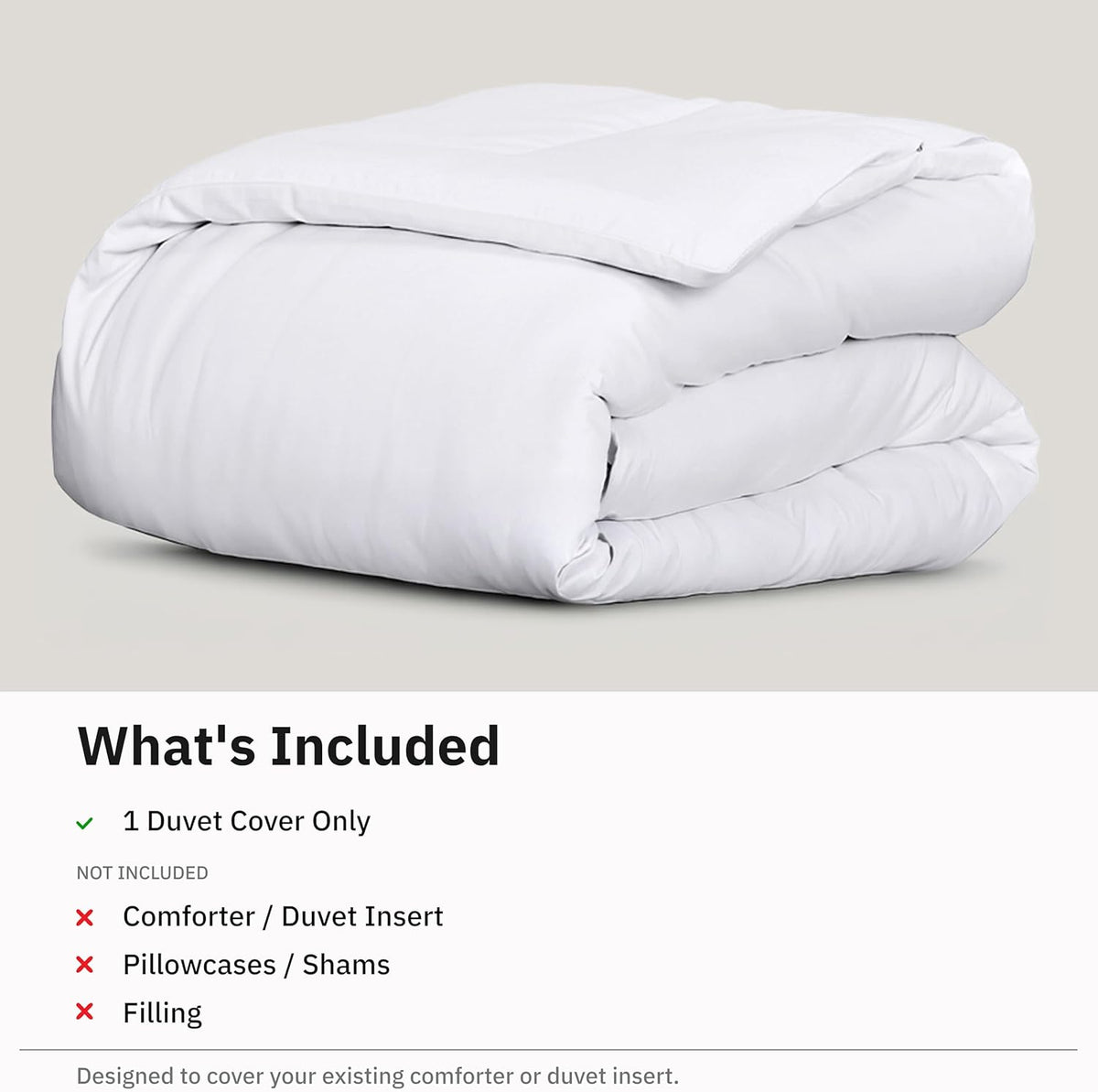 california design den luxury king duvet cover, white shown in use