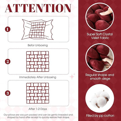 Wenqik 2 Pcs Knot Pillows Square Knotted Plush Throws Soft Accent Pillows - Image 2
