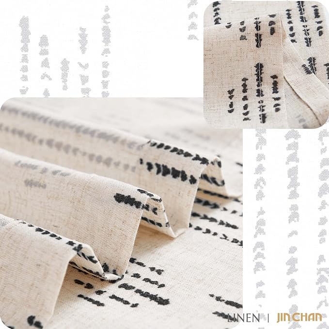 jinchan Boho Kitchen Curtains Linen Tier Curtains 36 Inches Bohemian Cafe Small - Image 9