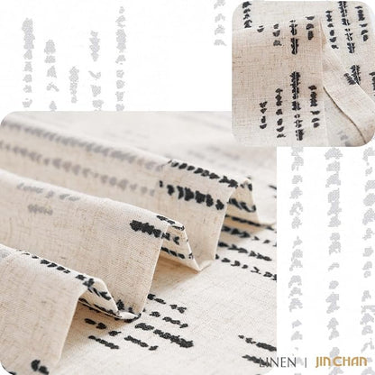 jinchan Boho Kitchen Curtains Linen Tier Curtains 36 Inches Bohemian Cafe Small - Image 9