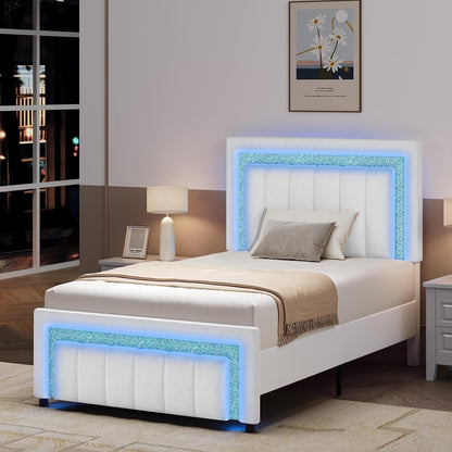 hombck twin bed frame with led lights and, view 9