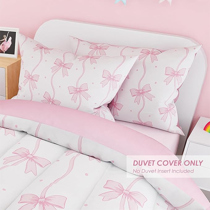 SANDJEST Bow Duvet Cover Sets Twin Size - Image 6