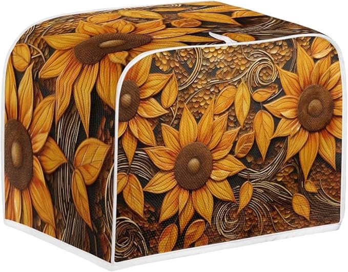 Vintage Sunflowers Printed Toaster Cover, Universal 2 Slice Oven Cover - Image 2