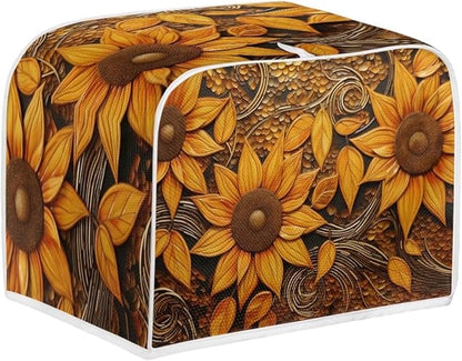 Vintage Sunflowers Printed Toaster Cover, Universal 2 Slice Oven Cover - Image 2