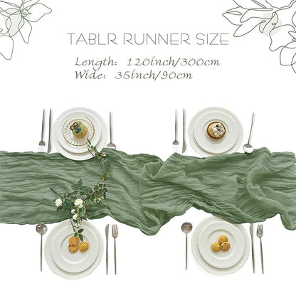 IVAPUPU 8 Pcs Cheesecloth Table Runner - 10ft Sage Green Boho Gauze Cheese - Image 5