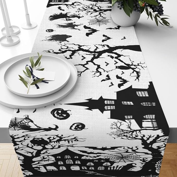 Halloween Table Runner, Linen Table Runner, Spider Pumkin Table Runners - Image 7