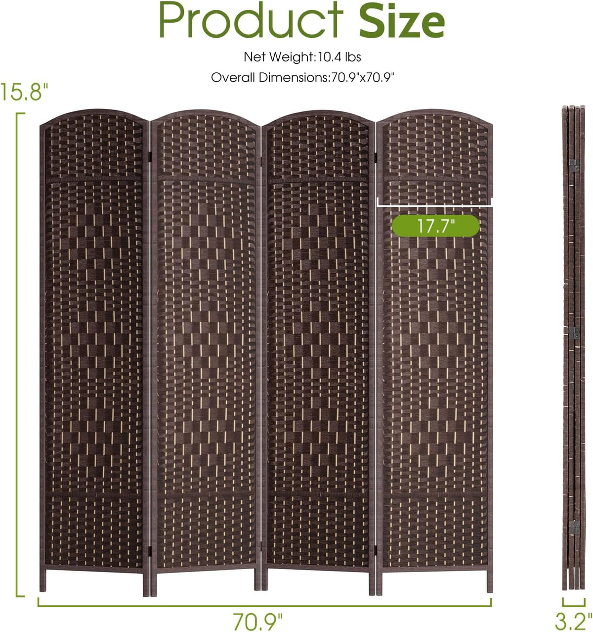 fdw | 4-panel folding room divider | 6ft, close-up detail