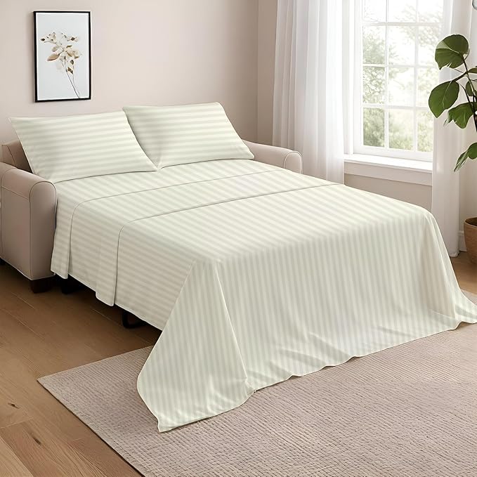 NON Sticky cotton Full Size Sleeper Sofa Sheets, 4 Piece Egyptian Cotton Bed by Non-StickyCotton