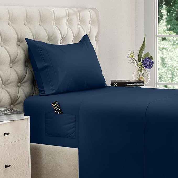DREAMCARE Twin XL Sheet Sets – 3pcs Cooling Sheets – up to 15” Deep Pocket Twin by DREAMCARE