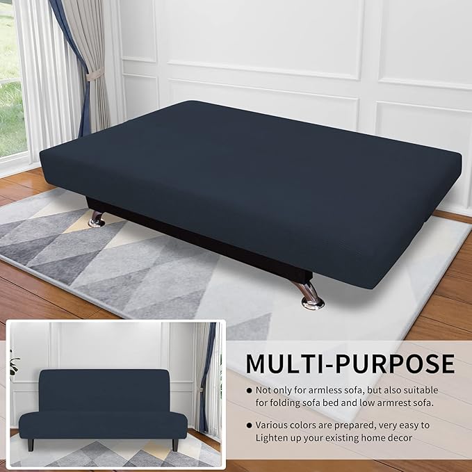 Easy-Going Stretch Futon Slipcover Armless Futon Bed Cover Furniture Protector - Image 4