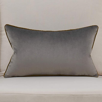Avigers 12 x 20 Inch Gray Gold Leather Striped Lines Velvet Cushion Case Luxury - Image 2