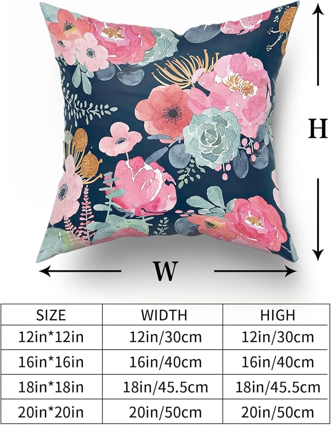 Watercolor Flower Throw Pillow Cover 22x22 Inch Pink Peony Floral - Image 7