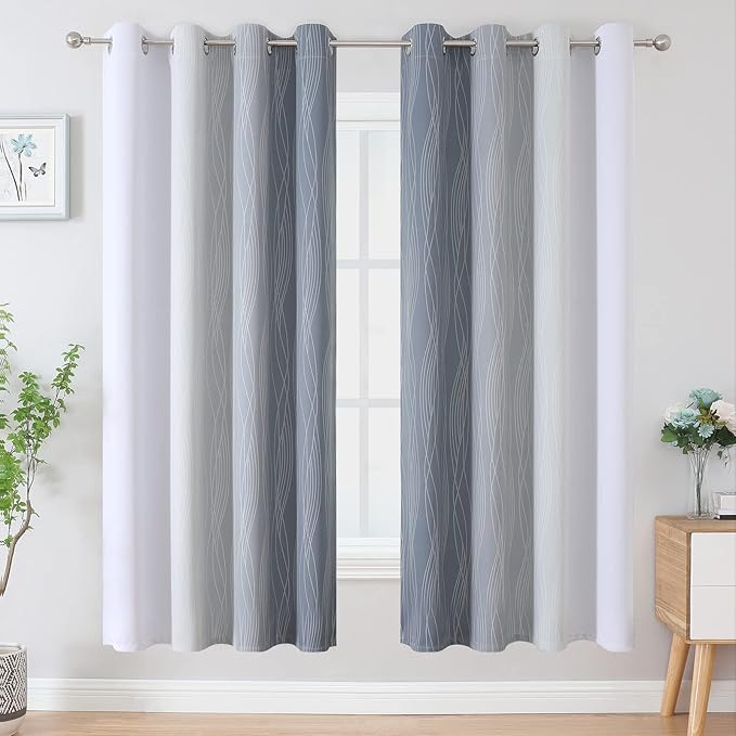 Estelar Textiler Full Room Darkening Greyish White and Grey Blackout Curtains - Image 2
