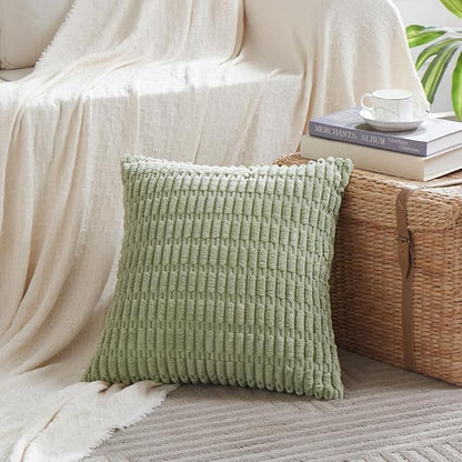 Fancy Homi 4 Packs Sage Green Decorative Throw Pillow Covers 22x22 Inch - Image 2