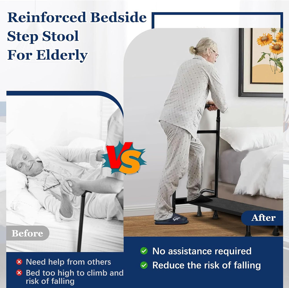 5-Leg Bed Step Stool with Adjustable Height Handle for Adults