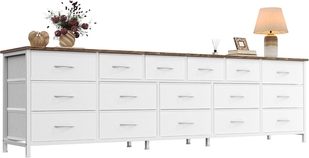 Huuger 77.6" Long Dresser for Bedroom, 16 Drawer Fabric Dresser for Clos...