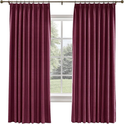 TWOPAGES 72 W x 96 L inch Pinch Pleat Darkening Drape Faux Linen Curtain by TWOPAGES
