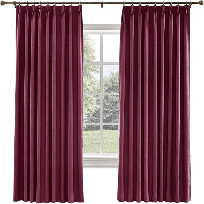 TWOPAGES 36 W x 120 L inch Pinch Pleated Curtain Room Darkening Linen Drapery by TWOPAGES
