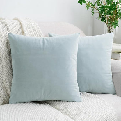 HWY 50 Baby Blue Velvet Throw Pillow Covers 18x18 Inch by HWY50
