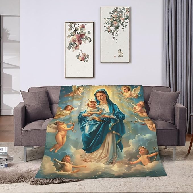 Virgin Mary Blanket Our Lady of Guadalupe Throw Blanket Flannel Stuff Merch - Image 8