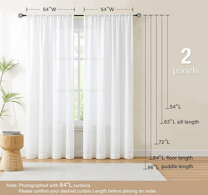Sheer White Linen Curtains for Bedroom 95 inches Long Light Filtering Pricavy - Image 6