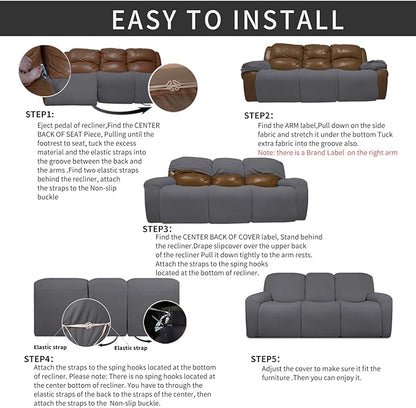 Easy-Going 8 Pieces Recliner Sofa Stretch Sofa Slipcover Sofa Cover Furniture - Image 4