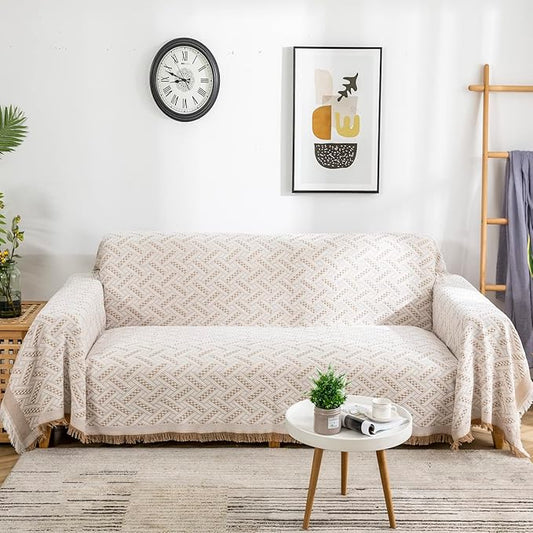AIVIA Loveseat Cover Sheet Blanket, Cotton Woven Reversible Anti Slip Cushion by AIVIAChairCouchSofaCoverThrowBlanket