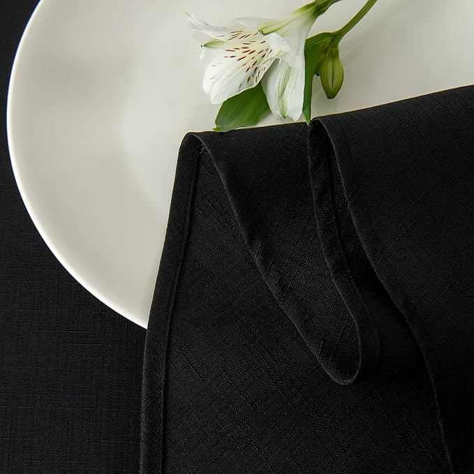 maxmill Round Linen Looking Textured Tablecloth Spill-Proof Wrinkle Free Soft - Image 8