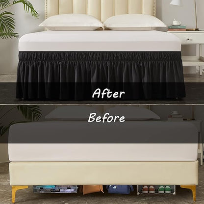 MEILA Wrap Around Bed Skirt Three Fabric Sides Elastic Dust Ruffled 18 Inch - Image 5