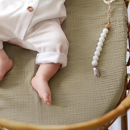 lulumoon Baby Muslin Bassinet Sheets: Cotton Bassinet Sheets Neutral - Image 8