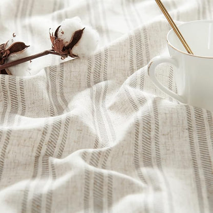 jinchan Striped Valance Farmhouse Window Treatment Linen Textured Drapes - Image 8