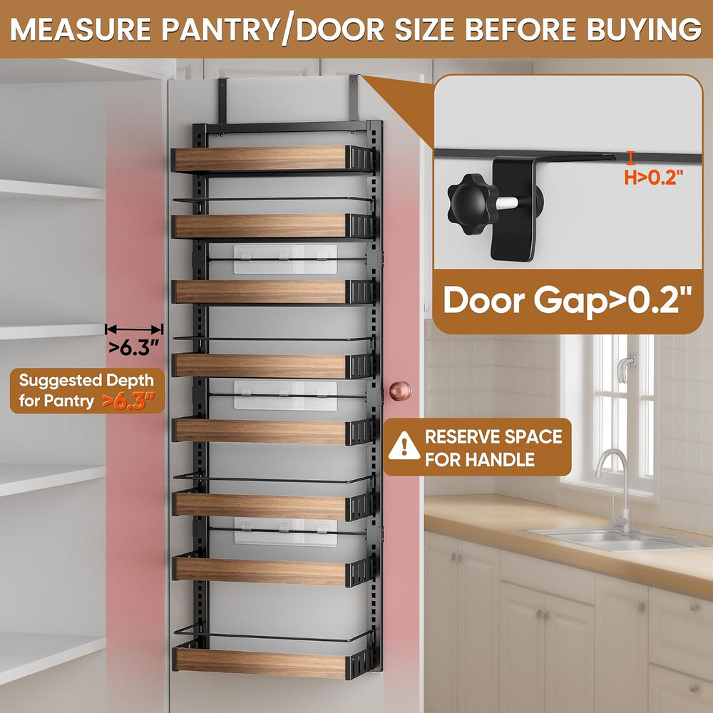 POKIPO 8 Tier Over The Door Pantry Organizer, 2 IN 1 Wall Mount or Hanging Sp...