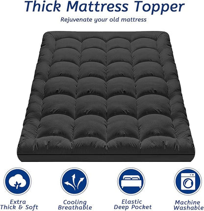 Full Size Mattress Topper for Back Pain, Cooling Extra Thick Mattress Pad Cover - Image 2