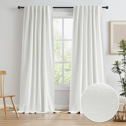 Cream Blackout Extra Long Curtains 132 Inch Length 11 FT, Farmhouse Boho Window by KEQIAOSUOCAI