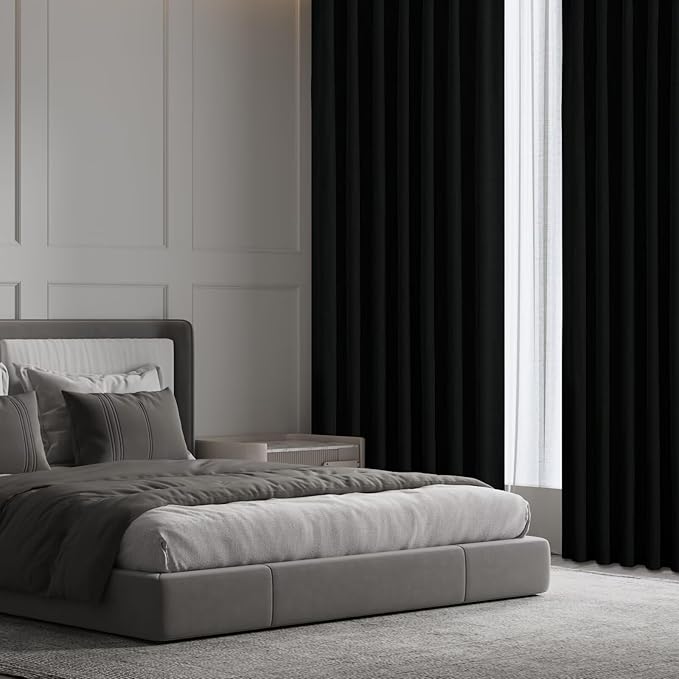 CUCRAF Linen 100% Blackout Curtains 84 Inch Length 2 Panels Set, Back Tab and - Image 7
