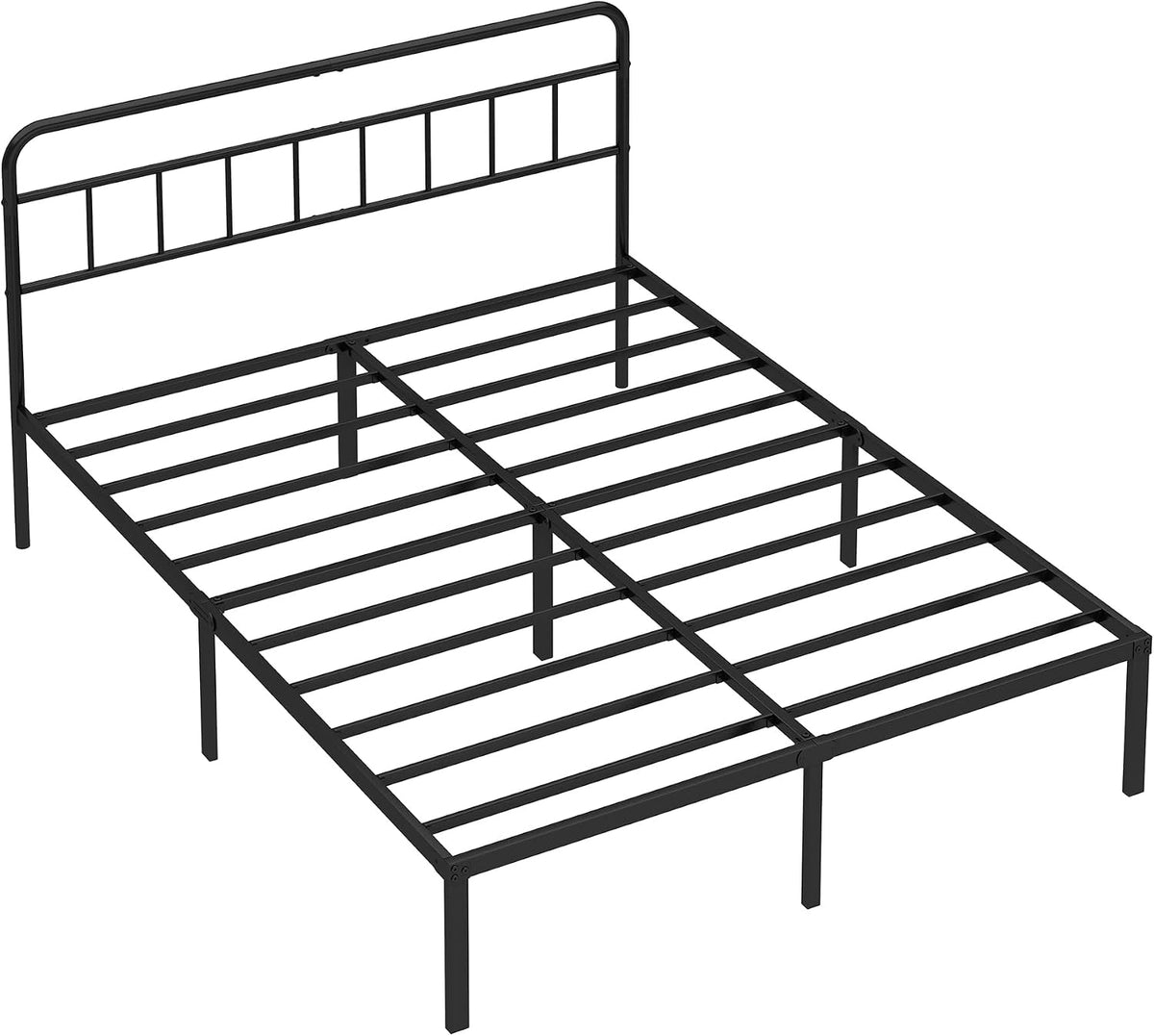 queen bed frame with classic headboard, black, view 9
