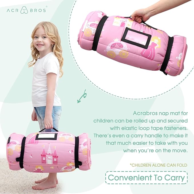 ACRABROS Toddler Nap Mat with Pillow and Blanket, Extra Large Rolled Napping - Image 6